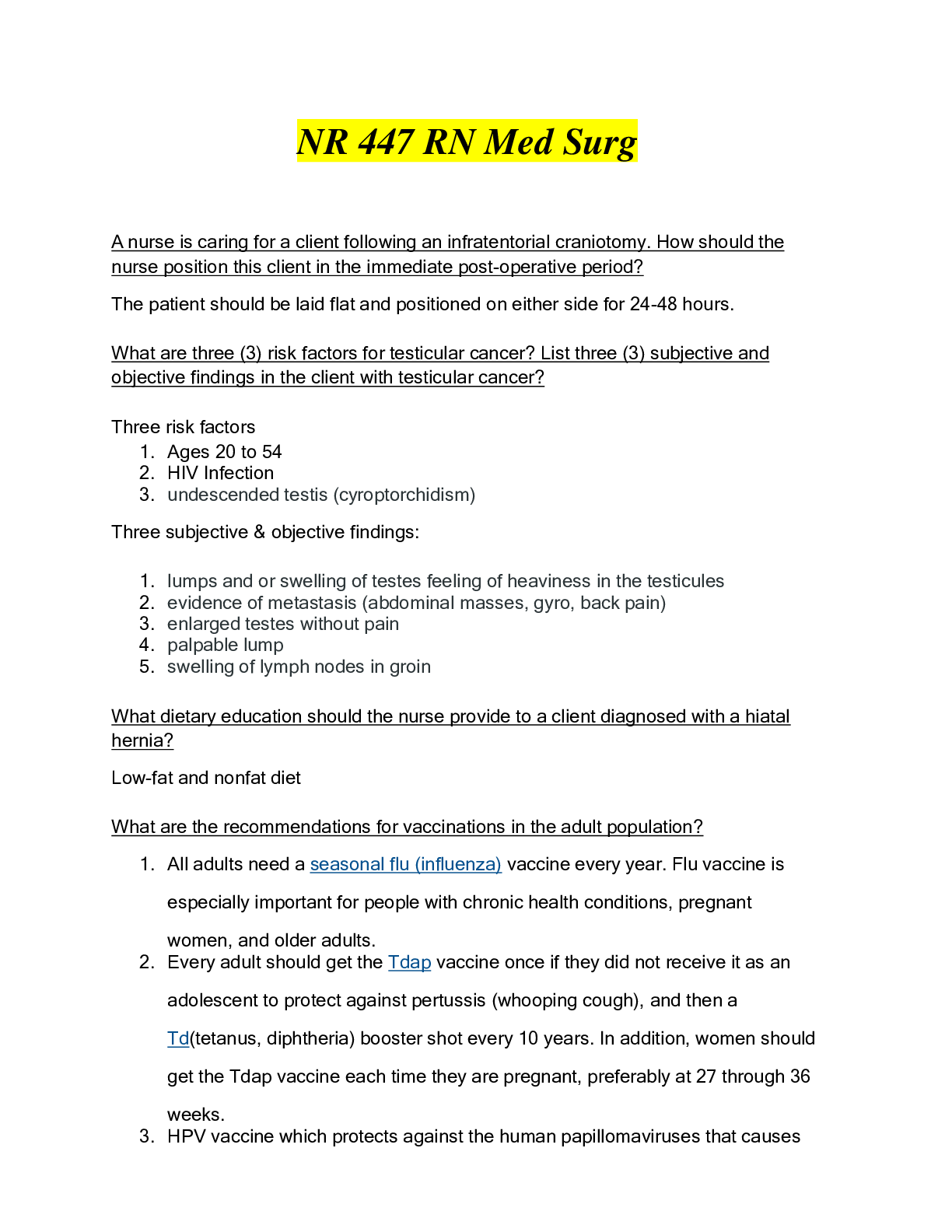 Preview image for NR 447 RN Med Surg- Chamberlain